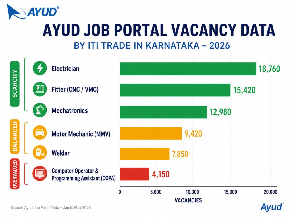 Ayud job portal vacancy data by ITI trade in Karnataka 2026