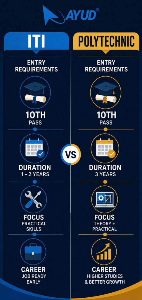 polytechnic vs iti split comparision